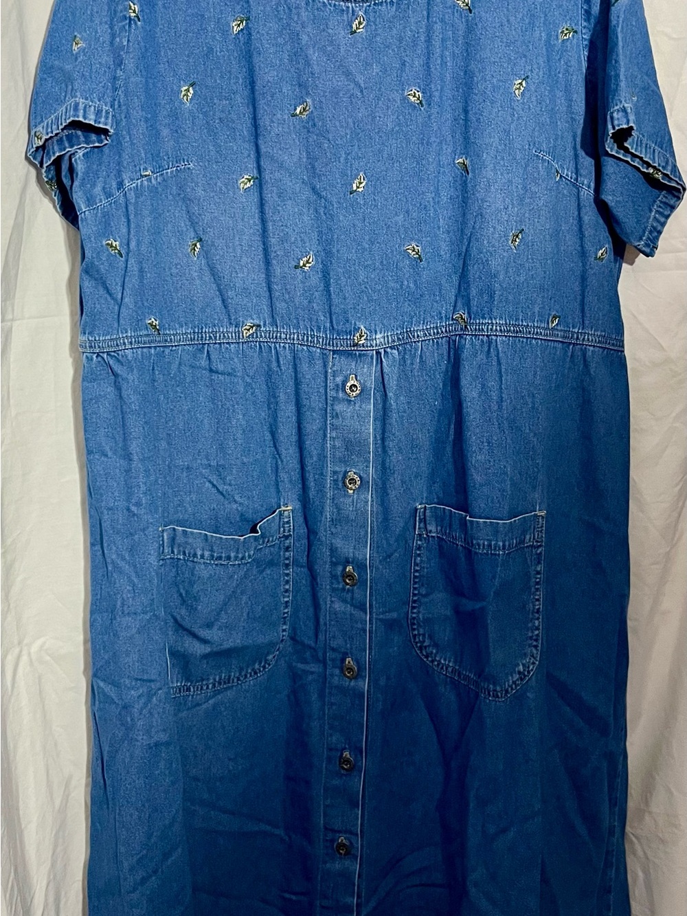 Vintage Erika II & Co. Embroidered Light Denim Dress